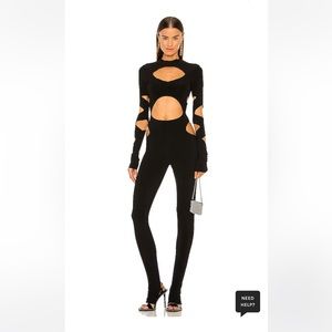 Long Sleeve Aztec Catsuit in Black Norma Kamali